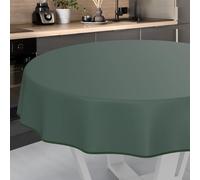 ANRO Tovaglia cerata, lavabile, da giardino, per interni ed esterni, rotonda, 120 cm, con orlo, verde abete
