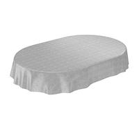 ANRO - Tovaglia cerata, lavabile, effetto lino, ovale, 180 x 140 cm, 140 x 180 cm, colore: grigio