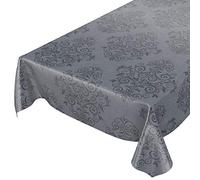 ANRO, tovaglia cerata lavabile, grigio antracite, motivo arabesco, 100 x 140 cm