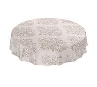 ANRO - Tovaglia cerata lavabile, motivo arabesco barocco, 140 cm, colore beige