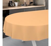 ANRO Tovaglia cerata, lavabile, per interni ed esterni, ovale, 220 x 140 cm, con orlo albicocca