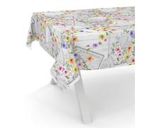 ANRO Tovaglia cerata, lavabile, rotonda, ovale, rettangolare, 100 x 140 cm, con bordo tagliato, cartolina floreale