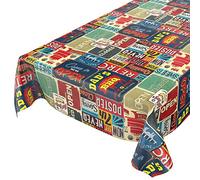 Anro - Tovaglia cerata lavabile, tovaglia cerata, Stile retrò Cafe Usa America, 1000 x 140cm Schnittkante