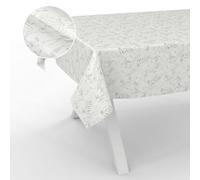 ANRO Tovaglia in tela cerata, lavabile, da giardino, per interni ed esterni, 100 x 140 cm, con bordo tagliato, foglie grigie