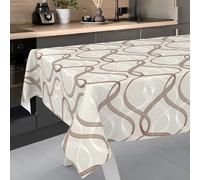 ANRO Tovaglia in tela cerata, lavabile, da giardino, per interni ed esterni, 100 x 140 cm, con bordo tagliato a onde