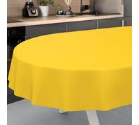 ANRO Tovaglia in tela cerata, lavabile, da giardino, per interni ed esterni, ovale, 160 x 140 cm, con bordo tagliato, colore giallo