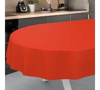 ANRO Tovaglia in tela cerata, lavabile, da giardino, per interni ed esterni, ovale, 200 x 140 cm, con bordo tagliato, colore rosso