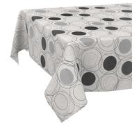 ANRO Tovaglia in tessuto lavabile, tovaglia in cotone, poliestere, colore grigio, rotonda, 140 cm, per interni ed esterni