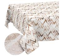 ANRO Tovaglia lavabile a zig-zag, rettangolare, 160 x 140 cm, impermeabile, per interni ed esterni, effetto loto, bordo tagliato