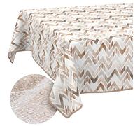 ANRO Tovaglia lavabile a zig-zag, rettangolare, 180 x 140 cm, impermeabile, per interni ed esterni, effetto loto, con orlo