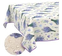 ANRO Tovaglia lavabile lavanda, viola, rettangolare, 140 x 120 cm, impermeabile, per interni ed esterni, effetto loto, con orlo
