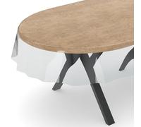 ANRO Tovaglia trasparente Marta - Protezione per tavolo, cerata e trasparente - 0,3 mm, ovale, 220 x 140 cm, colore trasparente
