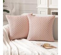 ANRODUO Confezione da 2 federe decorative per cuscini in velluto a coste bohémien, 45 x 45 cm, per divano, letto, soggiorno, morbide federe quadrate a righe, per cuscini neutri, decorazione rustica