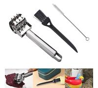 ANROI Martellatore per Carne in Acciaio Inox - Perfetto per marinare Carne Come Bistecca e costolette di Maiale, Incluso spazzolino per Capelli