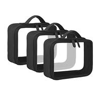 ANRUI Borsa da toilette approvata TSA con tracolla, trasparente, da viaggio, per liquidi e cosmetici, organizer per donne e uomini, confezione da 3 (stesse dimensioni), Nero, 8.3x3x6 Inch (Pack of