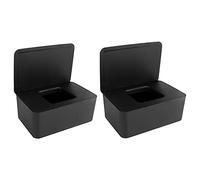 Anruyi 2 PCS Scatola di Fazzoletti Bagnati Scatola Salviettine Umidificate, Contenitori per Salviettine Scatola per Fazzoletti con Coperchio Contenitori per Fazzoletti Porta Scatola Dispenser -Nero