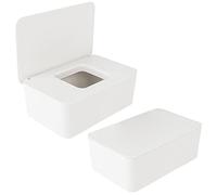 Anruyi 2PCS Scatola per Fazzoletti con Coperchio， Dispenser per Fazzoletti Scatola di Fazzoletti Bagnati Scatola Salviettine Umidificate Contenitori per Salviettine per Neonati-Bianco