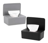 Anruyi 2PCS Scatola per Fazzoletti con Coperchio, Porta Tovaglioli, Scatola Porta Salviette, Rettangolare Portafazzoletti, Salviette Umidificate Dispenser Tinta Unita Nera e Grigia