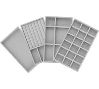 Anruyi 4 PCS Vassoi per Gioielli Organizer Organizzatore di Gioielli in Velluto Vassoi per Gioielli Impilabili in Velluto Scatola Porta Gioielli per Orecchini (4 Scatole Organizzatore + 4 Salviette)