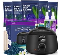 ANRUZ Kit Ceretta Brasiliana Completo- Display Digitale LCD Scaldacera Professionale con 500g Cera Perle, 20 Spatole, 2 Olio per la Cura Prima e Dopo- per Tutti i Tipi di Capelli