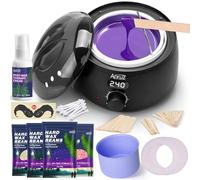 ANRUZ Kit ceretta per donne e uomini - Kit di cera digitale per depilazione con crema post-cera, ciotola in silicone e 55 altri accessori, per uso domestico, scaldino per corpo, bikini, sopracciglia
