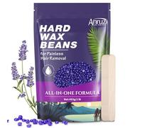 ANRUZ Perle di cera dura per pelli sensibili, 453 g di cera per depilazione con 10 applicatori, viola per sopracciglia, viso, capelli fini a casa ceretta per qualsiasi set di ceretta