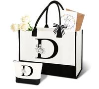 Anruzon Regali per le donne - Borsa per la spesa personalizzata dalla A alla Z in tela e borsa per cosmetici, biglietto di auguri, regalo pratico ed emozionale per mamma, fidanzata, collega o sorella
