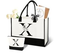 Anruzon Regali per le donne - Borsa per la spesa personalizzata dalla A alla Z in tela e borsa per cosmetici, biglietto di auguri, regalo pratico ed emozionale per mamma, fidanzata, collega o sorella