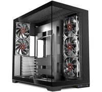 ANSAITE Case PC ATX da 420 mm - 5 ventole PWM preinstallate, custodia panoramica Mid-Tower PC - USB Type-C, grande doppio vetro temperato, nero, H9