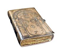 ANSAR HANDICRAFTS Doors of Durin Embossed Leather Journal - Handmade Tolkien Inspired Notebook, Vintage Grimoire, Blank Spell Book of Shadows with Deckle Pages