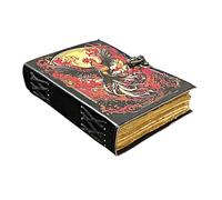 ANSAR HANDICRAFTS The Phoenix Grimoire - Handmade Leather Journal, Blank Spell Book of Shadows, Vintage Junk Journal, Gothic Sketchbook & Notebook with 200 Deckle Edge Pages - Gifts for Him & Her