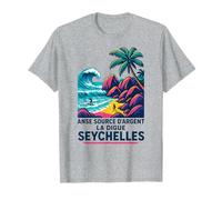 ANSE Source d'Argent, La Digue, Seychelles, Simbolo di Viaggio Divertente Maglietta
