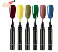 Anseabees One Step Nail Gel Pen, 2025 New One Step Nail Gel Pen for Women Girls, Nail Polish Pens Quick Dry, 3 in 1 Gel Nail Polish Pen, No Need Base Top Coat, For Nail Art DIY (6pcs-e)