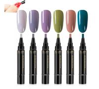 Anseabees One Step Nail Gel Pen, 2025 New One Step Nail Gel Pen for Women Girls, Nail Polish Pens Quick Dry, 3 in 1 Gel Nail Polish Pen, No Need Base Top Coat, For Nail Art DIY (6pcs-c)