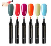 Anseabees One Step Nail Gel Pen, 2025 New One Step Nail Gel Pen for Women Girls, Nail Polish Pens Quick Dry, 3 in 1 Gel Nail Polish Pen, No Need Base Top Coat, For Nail Art DIY (6pcs-f)