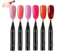 Anseabees One Step Nail Gel Pen, 2025 New One Step Nail Gel Pen for Women Girls, Nail Polish Pens Quick Dry, 3 in 1 Gel Nail Polish Pen, No Need Base Top Coat, For Nail Art DIY (6pcs-d)