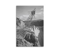 Ansel Adams - Boulder Dam Transmission Lines Side of Cliff (1941) - 17, X 22, Fine Art Print-1 Poster decorativo su tela poster da parete e immagine artistica stampa moderna per la camera da letto