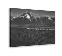 Ansel Adams Grand Teton National Park - Mt. Moran Art decorazione da parete poster per famiglie, bar, ristorante, garage, caffetteria, cornice regalo, 30 x 45 cm