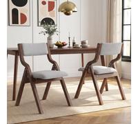 Anself 2x Sedia da Pranzo Piegabile, Legno Massiccio e Lino Grigio | Massello, Lino grigio, imbottitura 25D, traspirante, pieghevole, smontabile, 120kg, 10 min, 8.1kg