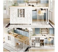 Anself Carrello Bar Estensibile, 180x40x91 cm, con Ripiani Regolabili e Organizer Girevole 360°, Ruote con Freno per Sala da Pranzo, Cucina o Balcone