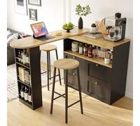 Anself Isola da Cucina con 2 Sedie, 138x39x105cm, Ripiani e Cassetti, Design Moderno in Legno per Sala da Pranzo