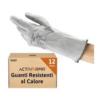 Ansell ActivArmr 42-474 Guanti Termoresistenti, Per Usi Speciali nei Settori Industriale, Meccanico e Chimico, Protezione Resistenti, Guanto Antinfortunistici, Grigio, Taglia M (12 Paia)