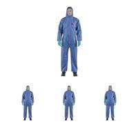 Ansell AlphaTec 1500 Modello 138, Tuta Integrale con Cappuccio, Protezione Tipo 5/6 per Usi Domestici e Professionali, Tuta Monouso Impermeabile, Uomo Donna, Blu, Taglia L (1 Unità) (Confezione da 4)