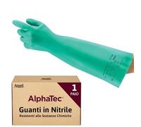 Ansell AlphaTec 37-185 Guanti da Lavoro Nitrile, Resistente alle Sostanze Chimiche, Protezione Industriale, Chimico e Alimentare, Guanto Antinfortunistici, Verde, Taglia 2XL (1 Paio)