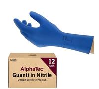 Ansell AlphaTec 87-245 Guanti da Lavoro in Lattice, Protezione Multiuso per Usi Alimentari, Domestici e Professionali, Guanti Riutilizzabili in Gomma Naturale, Blu, Taglia XL (12 Paia)