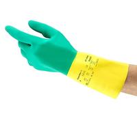 Ansell AlphaTec 87-900 Guanti Chimici da Lavoro, Resistenza alle Sostanze Chimiche, Robusto e di Lunga Durata, Floccatura di Cotone, Guanto Donna e Uomo, Multiuso, Verde, Taglia M (12 Paia)