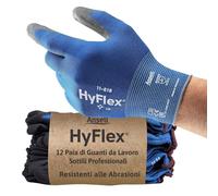 Ansell HyFlex 11-618 Guanti da Lavoro Sottili, Fodera Elastica con Rivestimento in Poliuretano, Protezione Professionale per Usi Generali e Manipolazioni Delicate, Blu, Taglia 2XL (12 Paia)