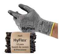 Ansell HyFlex 11-801 Guanti da Lavoro Professionali, Rivestimento in Nitrile Resistente all'Abrasione, Protezione Professionale per Usi Generali e Meccanici, Grigio, Taglia S (12 Paia)