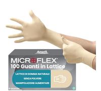 Ansell MicroFlex 63-864 Guanti Monouso in Lattice, Senza Polvere, Protezione Multiuso per Usi Alimentari, Domestici e Professionali, Lattice di Gomma Naturale, Bianco, Taglia M (100 Guanti)