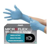 Ansell Microflex 92-134 Guanti Monouso in Nitrile, Senza Polvere né Lattice, Protezione Professionale per Usi Generali, Alimentari e Industriali, Resistenza Chimica, Blu, Taglia S 100 Guanti, Magro